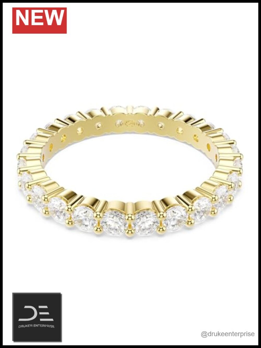 Swarovski Crystal Matrix Vittore Band Ring Gold Tone Plated Size 52
